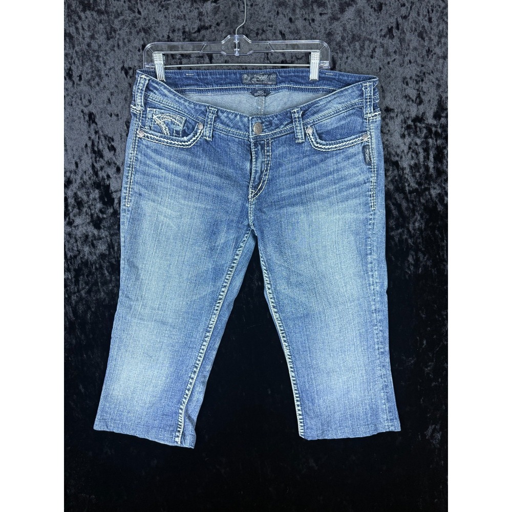 Silver Jean Co. Suki Surplus Knee-Length Capris Women's 34 Blue Denim Casual‎
